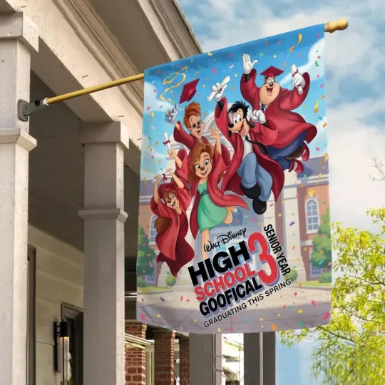 Discover Personalized Graduation Goofy and Roxanne House Flag