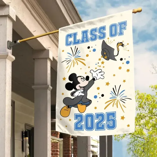 Discover Personalized Mickey Mouse Graduate 2026 House Flag