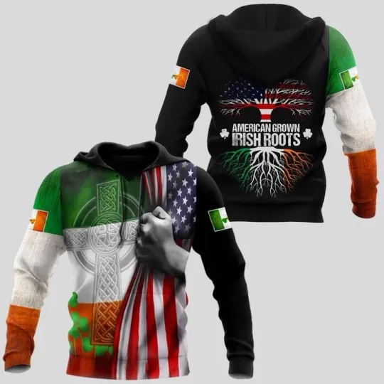 Discover 3D Print American Grown Irish Roots Tree Flag Saint Patrick 39s Day Shirt