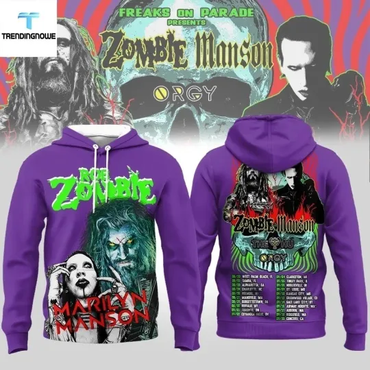 Rob Zombie 2026 Tour 3D Hoodie Freaks On Parade Concert Merch