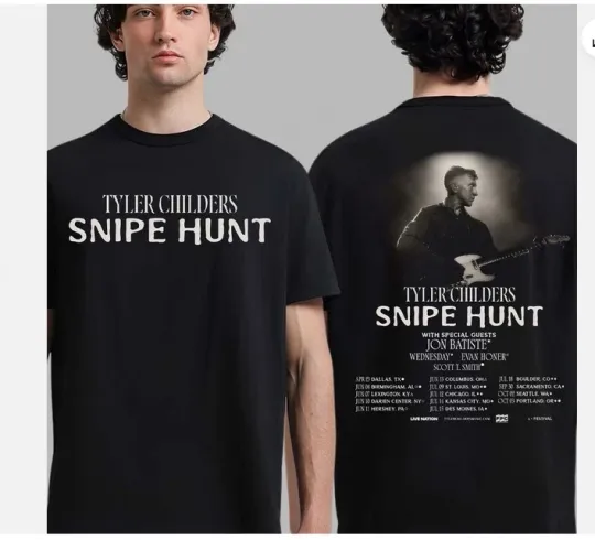 Tyler Childers Snipe Hunt 2026 Tour North America Schedule Dates Two Sided Shirt