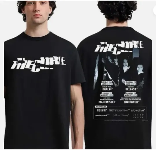 Discover The Cure Tour 2026 Black Double Side Print T-Shirt