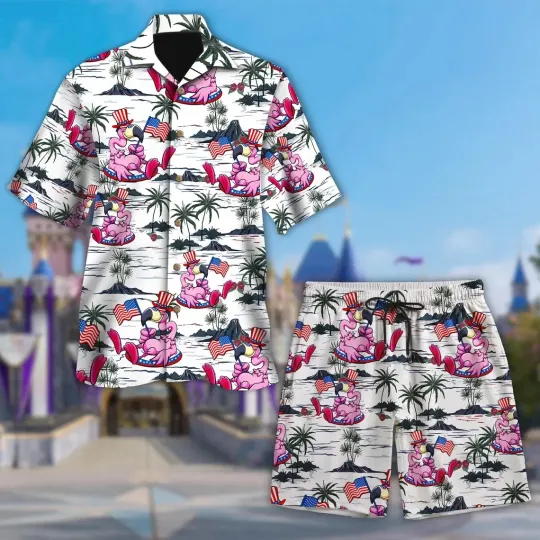 Discover Flamingo 4th Of July Hawaiian Shirt And Short