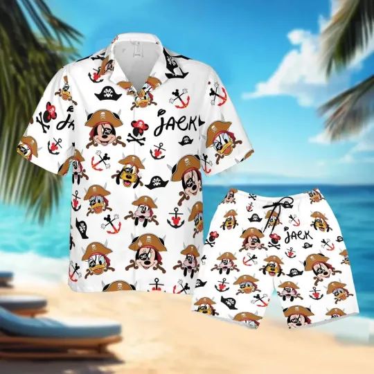 Discover Pirates of The Caribbean Mickey Friends Hawaiian Shirt And Short