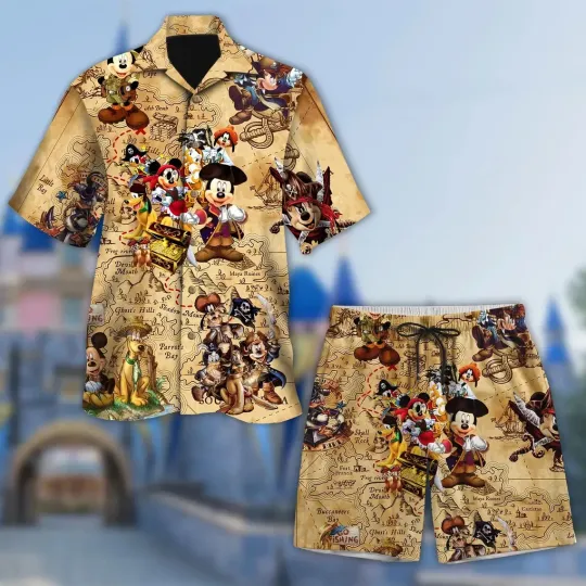 Discover Pirates of The Caribbean Mickey Friends Hawaiian Shirt And Short