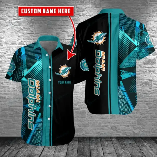 Discover Personalized Miami Football Dolphinss Team Hawaiian Shirt Button Down Unisex