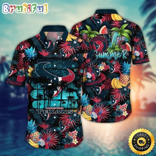 Discover football Houston Texanss Hawaiian Shirt Flower Relaxed Island Shirt