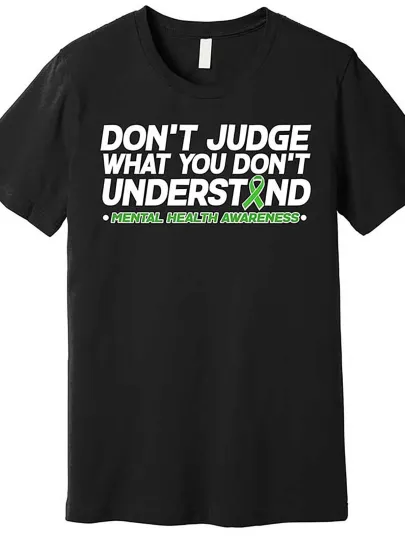 Discover Men's Mental Health Awareness T Shirt 180g 100% Cotton Green Ribbon