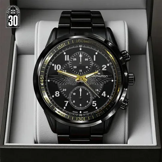 Discover Resident Evil Requiem x Leon Scott Kennedy Black Stainless Steel Watch