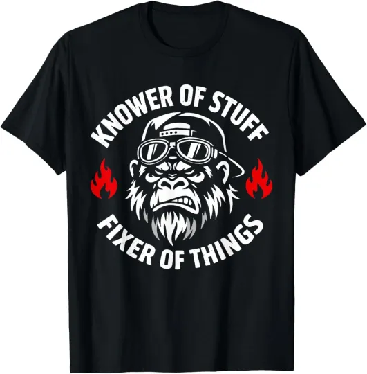 Discover Knower of Stuff Fixer of Things Funny Monkey Meme T-Shirt