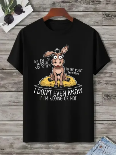 Discover Humorous Graphic Tee Featuring a Cartoon Donkey with a Sarcastic Quote