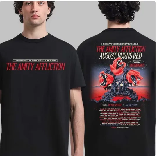 The Amity Affliction The Spring Horizons Tour 2026 Schedule Dates Two Sided T-Shirt