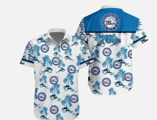 Discover Philadelphia Basketball Team 76erss Hawaiian Button Down Shirt