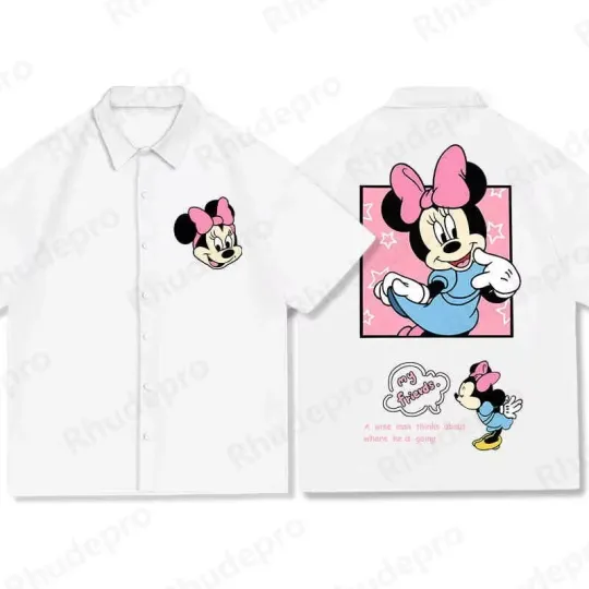Discover Disney Minnie Mouse Cute Graphic My Friends White Hawaiian Shirt