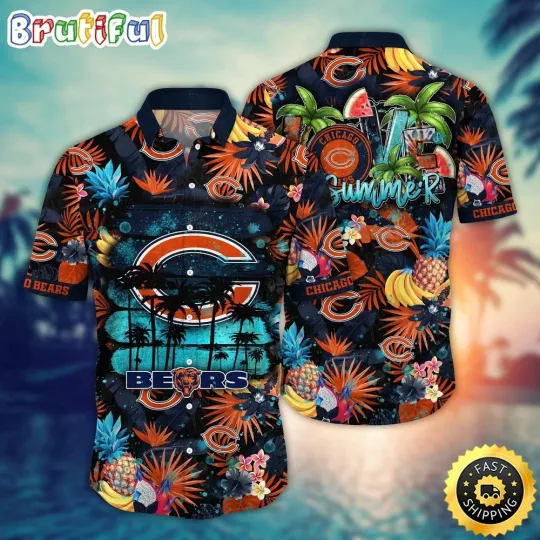 Discover football Chicago Bearss Hawaiian Shirt Flower Relaxed Island Shirt