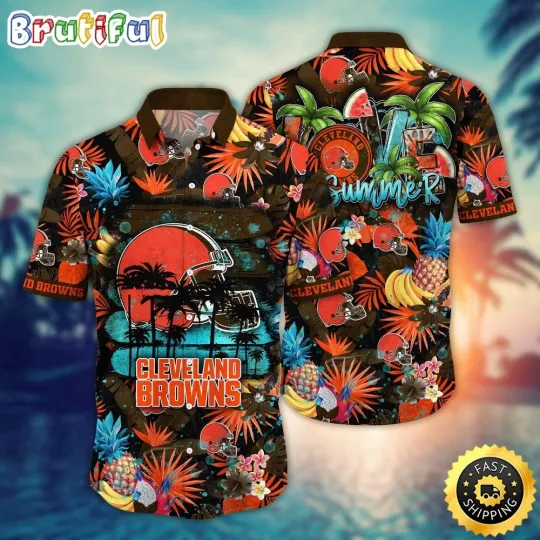 Discover football Cleveland Brownss Hawaiian Shirt Flower Relaxed Island Shirt