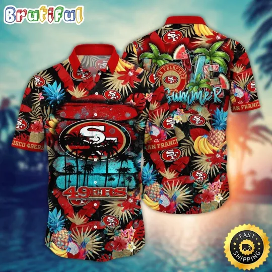 Discover football San Francisco 49erss Hawaiian Shirt Flower Relaxed Island Shirt