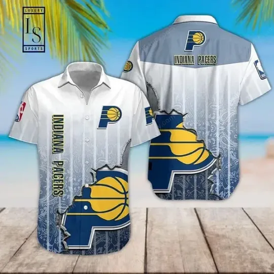 Discover Indiana Basketball Team Pacerss Hawaiian Button Down Shirt Unisex Adults S-5XL