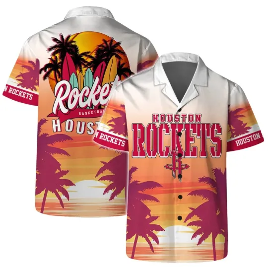 Discover Houston Basketball Team Rocketss Hawaiian Button Down Shirt Unisex Adults S-5XL