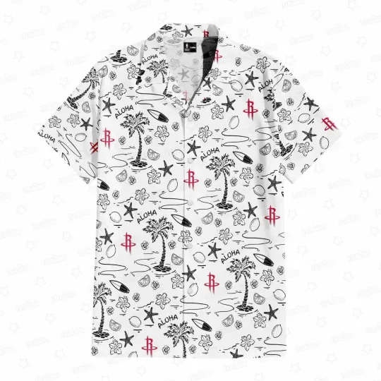 Discover Houston Basketball Team Rocketss Hawaiian Button Down Shirt Unisex Adults S-5XL