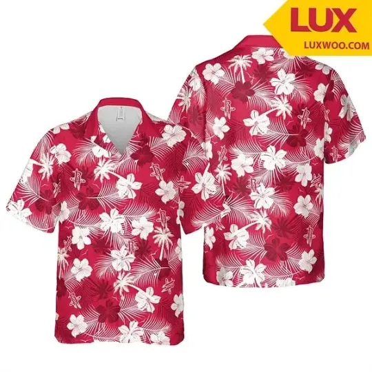 Discover Houston Basketball Team Rocketss Hawaiian Button Down Shirt Unisex Adults S-5XL