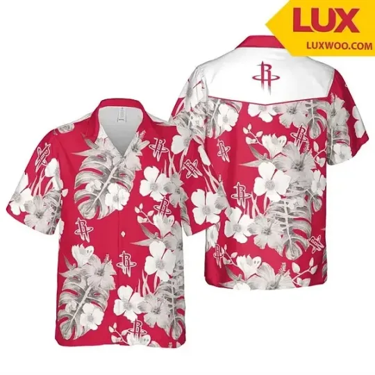 Discover Houston Basketball Team Rocketss Hawaiian Button Down Shirt Unisex Adults S-5XL