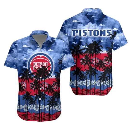 Discover Detroit Basketball Team Pistonss Hawaiian Button Down Shirt Unisex Adults S-5XL