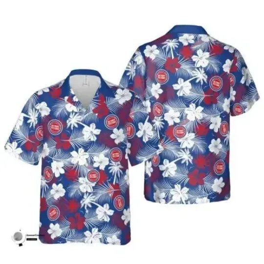Discover Detroit Basketball Team Pistonss Hawaiian Button Down Shirt Unisex Adults S-5XL