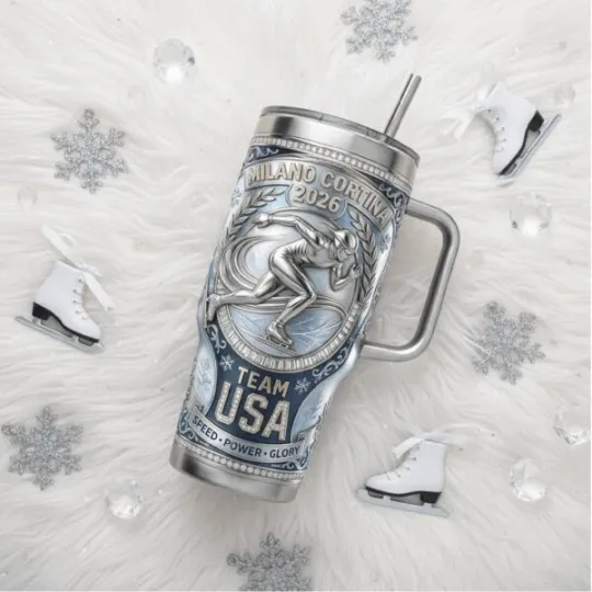 Discover Team USA 2026 Speed Skating Tribute 40oz Tumbler ( white handle )