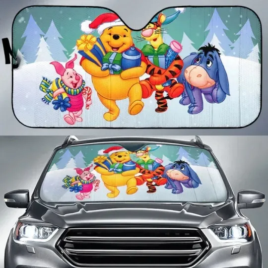 Discover Pooh Smile Christmas Sun Shade Universal Fit