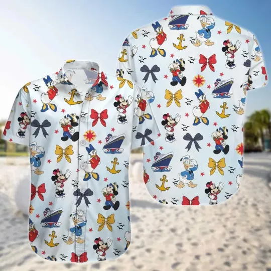 Discover Disney Mickey Cruise Nautical Vacation Summer Aloha Hawaiian Shirt