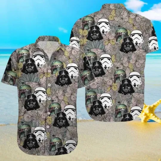 Discover Disney Star Wars Darth Vader Stormtrooper Floral Summer Aloha Hawaiian Shirt