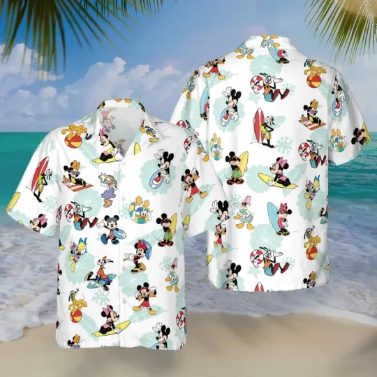 Discover Disney Mickey And Friends Surfing 2026 Trip Hawaiian Shirt