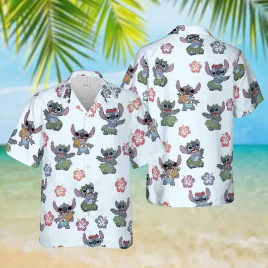 Discover Disney Stitch With Flowers Aloha Hawaiian Shirt