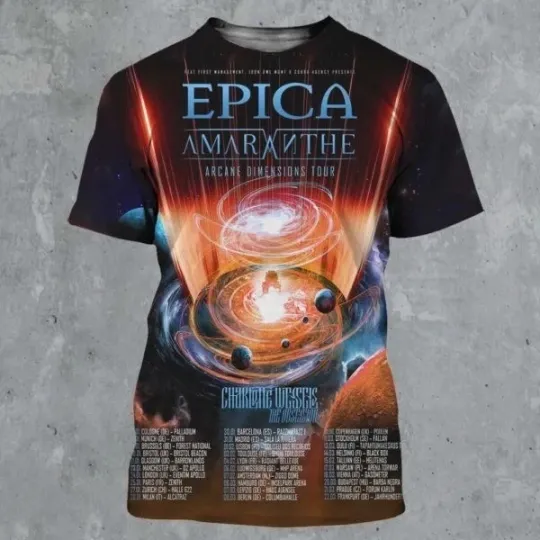 Discover Epica Band Arcane Dimensions Tour 2026 Rock Music 3D Shirt