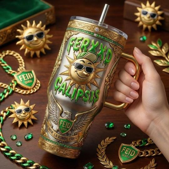 Discover Tropical Calypso Stainless Steel Tumbler with Handle, Island Summer Travel Mug, Caribbean Sunshine Coffee Cup, Beach Lover Gift