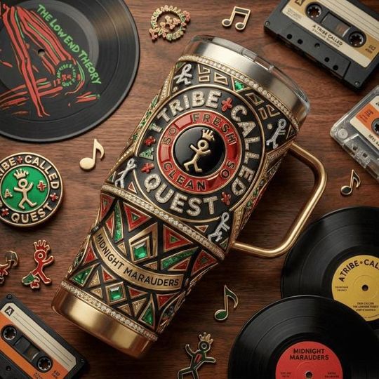 Discover A Tribe Called Quest Stainless Steel Tumbler with Handle, 90s Hip Hop Mug, Midnight Marauders Cup, Old School Rap Gift