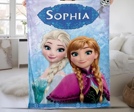 Discover Personalized Disney Frozen Fleece Blanket, Custom Name Elsa Princess Quilt