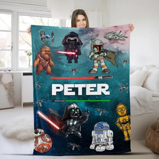 Discover Personalized Disney Star Fleece Blanket, Custom Name Disney Galaxy Baby Blanket
