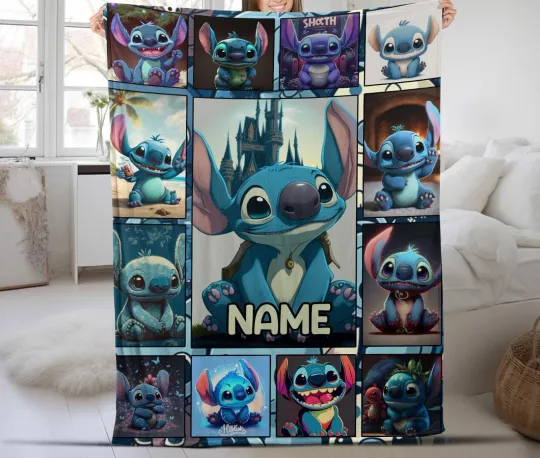 Discover Personalized Disney Stitch Fleece Blanket,Disney Lilo And Stitch Quilt Blanket