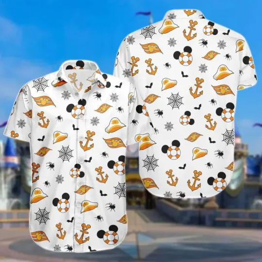 Discover Disney Mickey Anchor Spiderweb Cruise Nautical Summer Aloha Hawaiian Shirt
