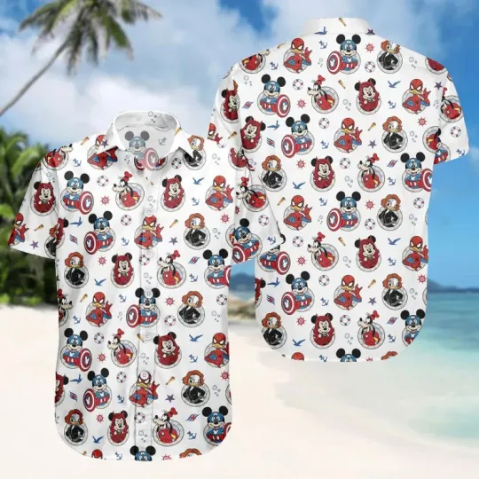 Discover Disney Mickey Superhero Day At Sea Cruise Squad Summer Aloha Hawaiian Shirt