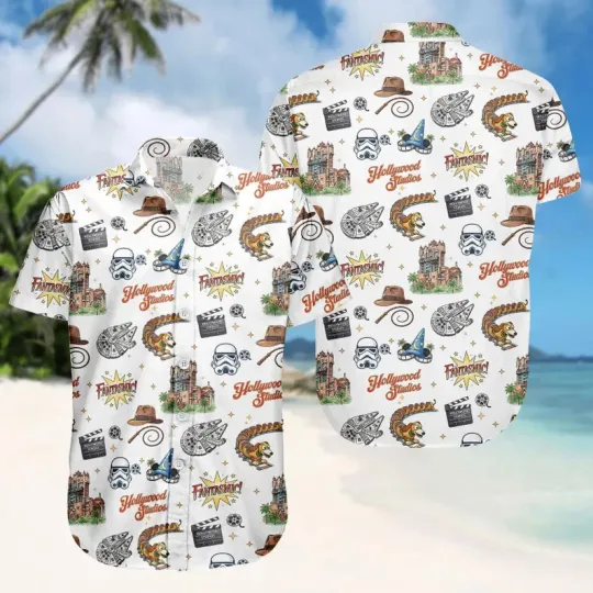 Discover Disney Studios Fantasmic Star Wars Park Vacation Summer Aloha Hawaiian Shirt