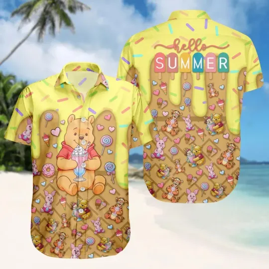 Discover Disney Winnie The Pooh Candy Dessert Pooh Ice Cream Summer Aloha Hawaiian Shirt