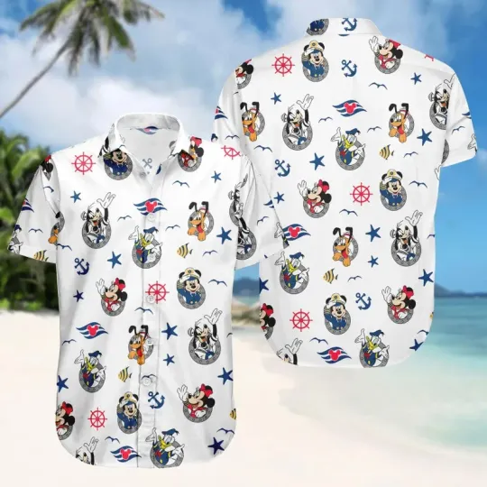 Discover Disney Mickey And Co Cruise Pattern Summer Aloha Hawaiian Shirt