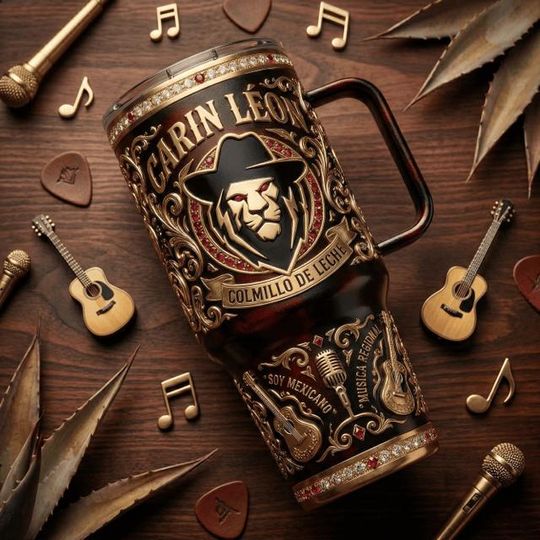 Discover Carin Len Tumbler with Handle, Colmillo de Leche Stainless Steel Mug, Msica Regional Mexicana Cup, Carin Leon Fan Gift
