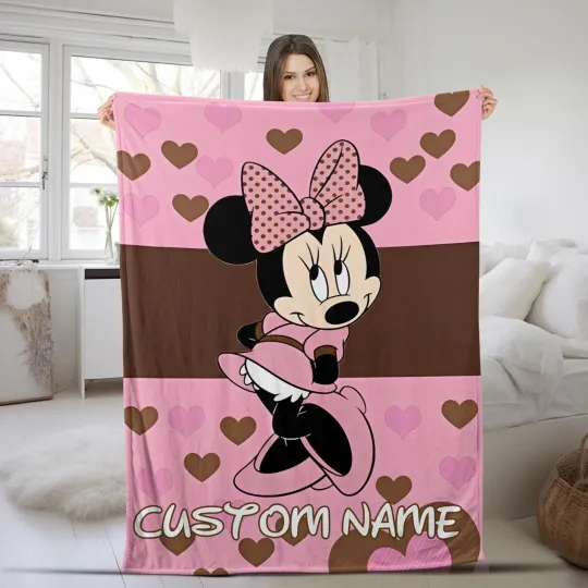 Discover Personalized Minnie FleeceBlanket, Custom Name Disney Minnie Blanket, Disney Bla