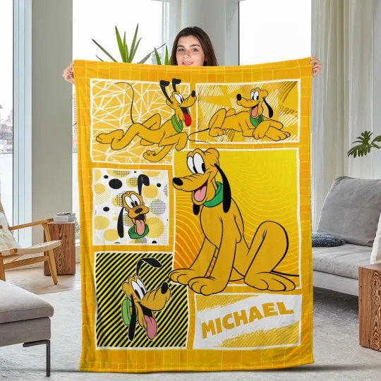Discover Personalized Disney Fleece  Blanket, Disney Pluto Blanket, Disney Bedding Decor