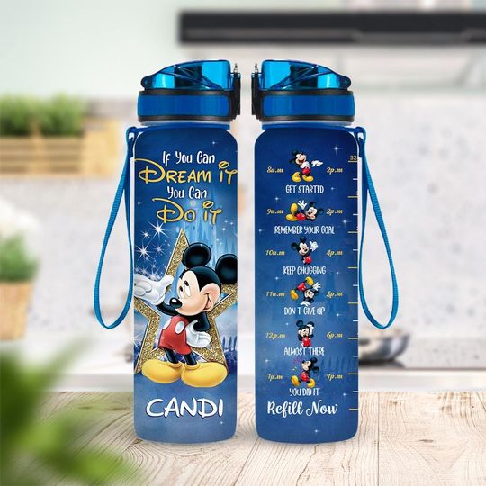 Discover Personalized Mickey Water Tracker Bottle 30oz, Custom Name Mickey Bottle, Mickey Drink Bottle, Disneyland Bottle, Birthday Gift Kid