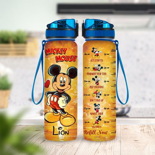 Discover Personalized Mickey Vintage Water Tracker Bottle 30oz, Custom Name Mickey Bottle, Mickey Drink Bottle, Disneyland Bottle, Birthday Gift Kid